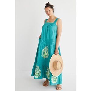 Anthropologie | Dresses | Maeve Linen Blend Puffsleeve Sweetheart Midi Dress  | Poshmark